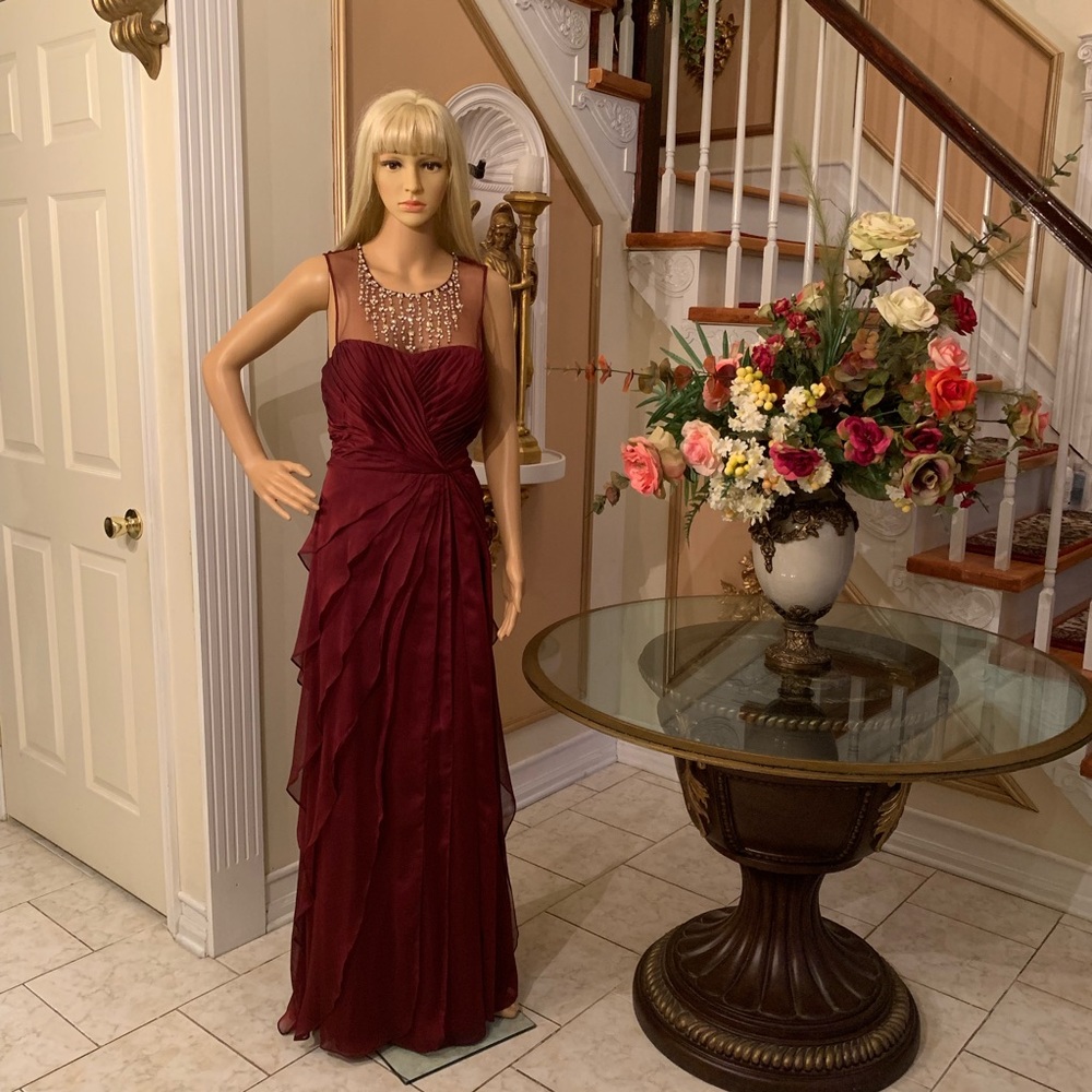 Elegant Ruby Red Evening Gown